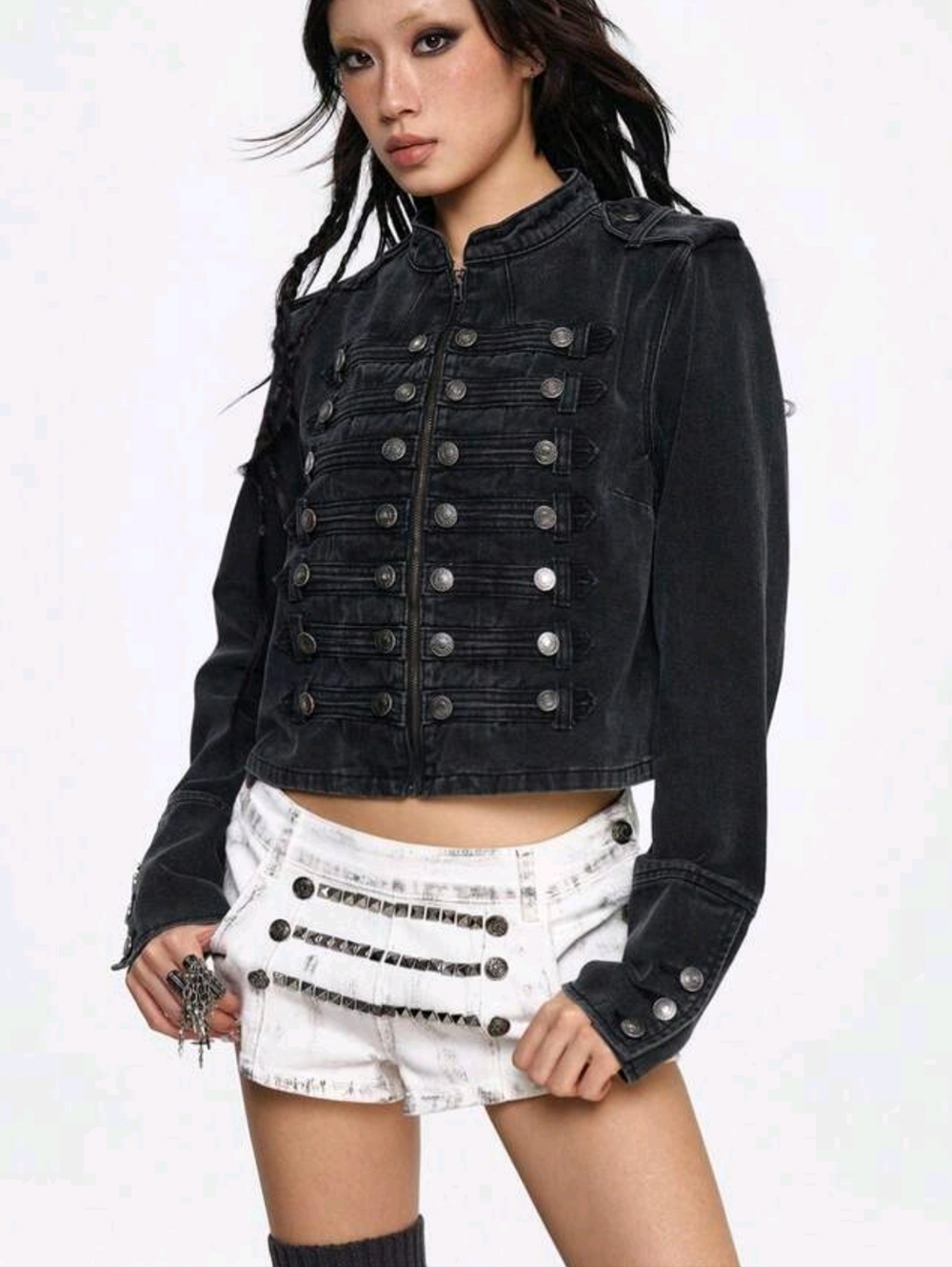 Black Military-Style Women's Jacket - Picture 7 of 7